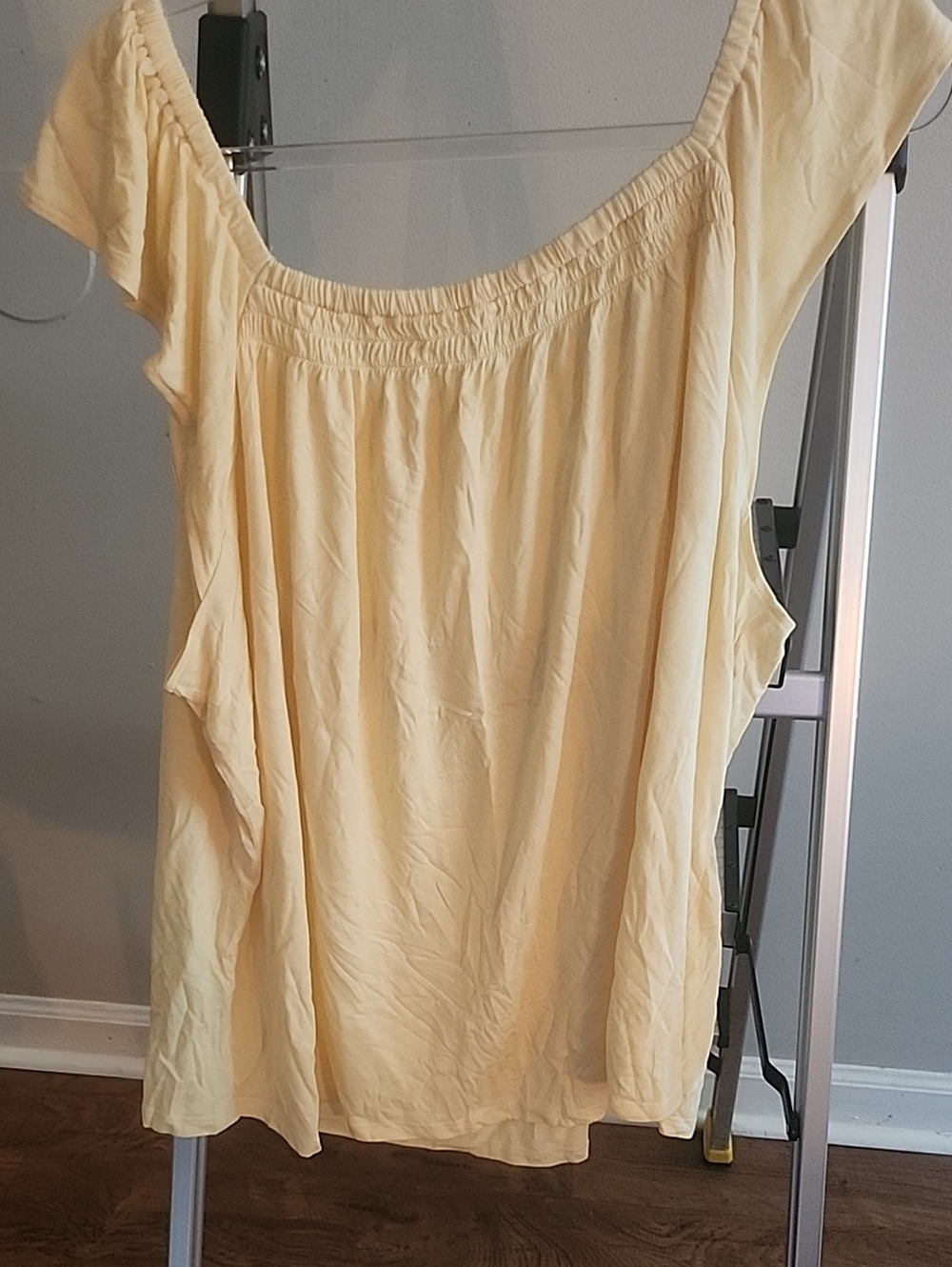 a.n.a Pale Yellow Off-Shoulder Smocked Neck Tunic
